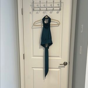 Teal Halter Top with Tie Detail